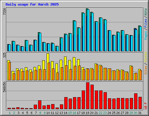 Daily usage for March 2025